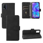For vivo Y3s 2021 Solid Color Skin Feel Magnetic Buckle Leather Phone Case(Black)