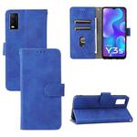 For vivo Y3s 2021 Solid Color Skin Feel Magnetic Buckle Leather Phone Case(Blue)