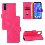 For vivo Y3s 2021 Solid Color Skin Feel Magnetic Buckle Leather Phone Case(Rose Red)