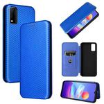 For vivo Y3s 2021 Carbon Fiber Texture Horizontal Flip Leather Phone Case(Blue)