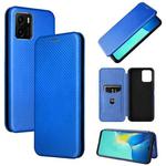 For vivo Y15s / Y15a Carbon Fiber Texture Horizontal Flip Leather Phone Case(Blue)