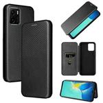 For vivo Y15s / Y15a Carbon Fiber Texture Horizontal Flip Leather Phone Case(Black)