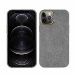 For iPhone 12 / 12 Pro Plush Roughout PU Phone Case(Grey)
