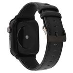 For Apple Watch Series 7 45mm / 6 & SE & 5 & 4 44mm / 3 & 2 & 1 42mm Oil Wax Crazy Horse Texture Genuine Leather Watch Band(Black)