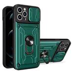 For iPhone 13 Pro Sliding Camshield Card Phone Case (Dark Green)