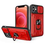 For iPhone 12 Sliding Camshield Card Phone Case(Red)