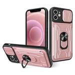 For iPhone 12 Sliding Camshield Card Phone Case(Rose Gold)