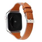 For Apple Watch Series 7 41mm / 6 & SE & 5 & 4 40mm / 3 & 2 & 1 38mm Stitching Stripes Genuine Leather Watch Band Watch Band(Brown)