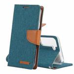 For Samsung Galaxy S22 5G GOOSPERY CANVAS DIARY Canvas Texture Leather Phone Case(Dark Green)