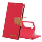 For Samsung Galaxy S22 5G GOOSPERY CANVAS DIARY Canvas Texture Leather Phone Case(Red)