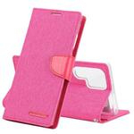 For Samsung Galaxy S22 Ultra 5G GOOSPERY CANVAS DIARY Canvas Texture Leather Phone Case(Rose Red)