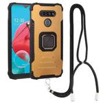 For LG K51/ K31 / Aristro5 Aluminum Alloy + TPU Phone Case with Lanyard(Gold)
