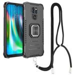 For Motorola Moto G9 / G9 Play / E7 Plus Aluminum Alloy + TPU Phone Case with Lanyard(Black)