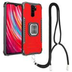 For Xiaomi Redmi Note 8 Pro Aluminum Alloy + TPU Phone Case with Lanyard(Red)