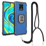For Xiaomi Redmi Note 9S / Note 9 Pro Aluminum Alloy + TPU Phone Case with Lanyard(Blue)