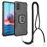 For Xiaomi Redmi Note 10 4G / Note 10S Aluminum Alloy + TPU Phone Case with Lanyard(Black)