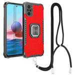 For Xiaomi Redmi Note 10 4G / Note 10S Aluminum Alloy + TPU Phone Case with Lanyard(Red)