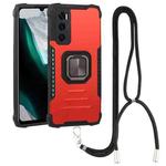 For vivo V20 SE Aluminum Alloy + TPU Phone Case with Lanyard(Red)
