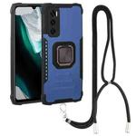 For vivo V20 SE Aluminum Alloy + TPU Phone Case with Lanyard(Blue)