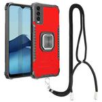 For vivo Y20 / Y20i / Y20s / Y12a / Y12s Aluminum Alloy + TPU Phone Case with Lanyard(Red)