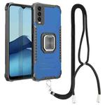 For vivo Y20 / Y20i / Y20s / Y12a / Y12s Aluminum Alloy + TPU Phone Case with Lanyard(Blue)