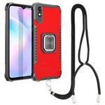 For Xiaomi Redmi 9A Aluminum Alloy + TPU Phone Case with Lanyard(Red)