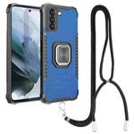 For Xiaomi Redmi K40 / K40 Pro / K40 Pro+ Aluminum Alloy + TPU Phone Case with Lanyard(Blue)