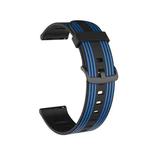 20mm Stripe Silicone Watch Band(Black Blue)