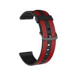 22mm Stripe Silicone Watch Band(Black Red)