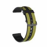 22mm Stripe Silicone Watch Band(Black Yellow)