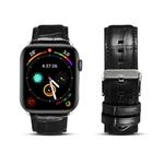 For Apple Watch Series 8&7 41mm / SE 2&6&SE&5&4 40mm / 3&2&1 38mm Cowhide Crocodile Texture Strap Watch Band(Black)