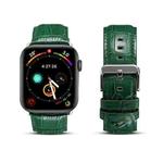 For Apple Watch Series 7 45mm / 6 & SE & 5 & 4 44mm / 3 & 2 & 1 42mm Cowhide Crocodile Texture Strap Watch Band(Green)