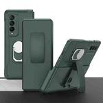 For Samsung Galaxy Z Fold3 5G GKK Foldable Armor Phone Case with Ring & Back Clip Holder(Dark Green)