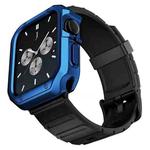 Silicone Watch Band + Watch Case Set For Apple Watch Series 7 45mm(Black Blue)