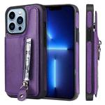 For iPhone 13 Pro Solid Color Double Buckle Zipper Shockproof Phone Case (Purple)