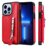 For iPhone 13 Pro Solid Color Double Buckle Zipper Shockproof Phone Case (Red)