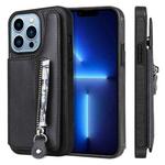 For iPhone 13 Pro Solid Color Double Buckle Zipper Shockproof Phone Case (Black)