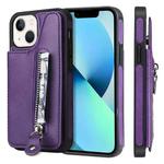For iPhone 13 mini Solid Color Double Buckle Zipper Shockproof Phone Case (Purple)