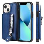 For iPhone 13 mini Solid Color Double Buckle Zipper Shockproof Phone Case (Blue)