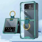 For Samsung Galaxy Z Flip3 5G GKK Shockproof Airbag Phone Case with Ring Holder(Transparent Green)