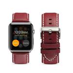 For Apple Watch Ultra 49mm / Series 8&7 45mm / SE 2&6&SE&5&4 44mm / 3&2&1 42mm Environmental Protection Genuine Leather Watch Band Watch Band(Red-brown)