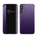 For Samsung Galaxy S22+ 5G Window View Leather Phone Case(Purple)