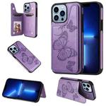 For iPhone 13 Pro Max Butterfly Embossing Pattern Shockproof Phone Case (Purple)