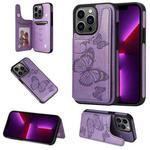 For iPhone 13 Pro Butterfly Embossing Pattern Shockproof Phone Case (Purple)