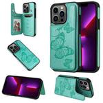 For iPhone 13 Pro Butterfly Embossing Pattern Shockproof Phone Case (Green)