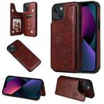 For iPhone 13 Butterfly Embossing Pattern Shockproof Phone Case(Brown)