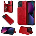 For iPhone 13 Butterfly Embossing Pattern Shockproof Phone Case(Red)