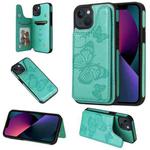 For iPhone 13 mini Butterfly Embossing Pattern Shockproof Phone Case (Green)
