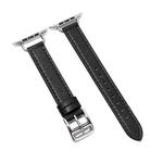 14mm Cowhide Leather Watch Band For Apple Watch Series 7 45mm/6&SE&5&4 44mm/3&2&1 42mm(Black)