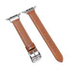 14mm Cowhide Leather Watch Band For Apple Watch Series 7 45mm/6&SE&5&4 44mm/3&2&1 42mm(Light Brown)